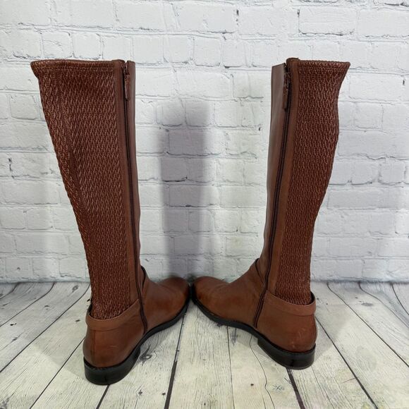 Cole Haan Riding Knee High Boots Size 9.5B Brown Equestrian Buckle Quiet Luxury - Picture 5 of 16